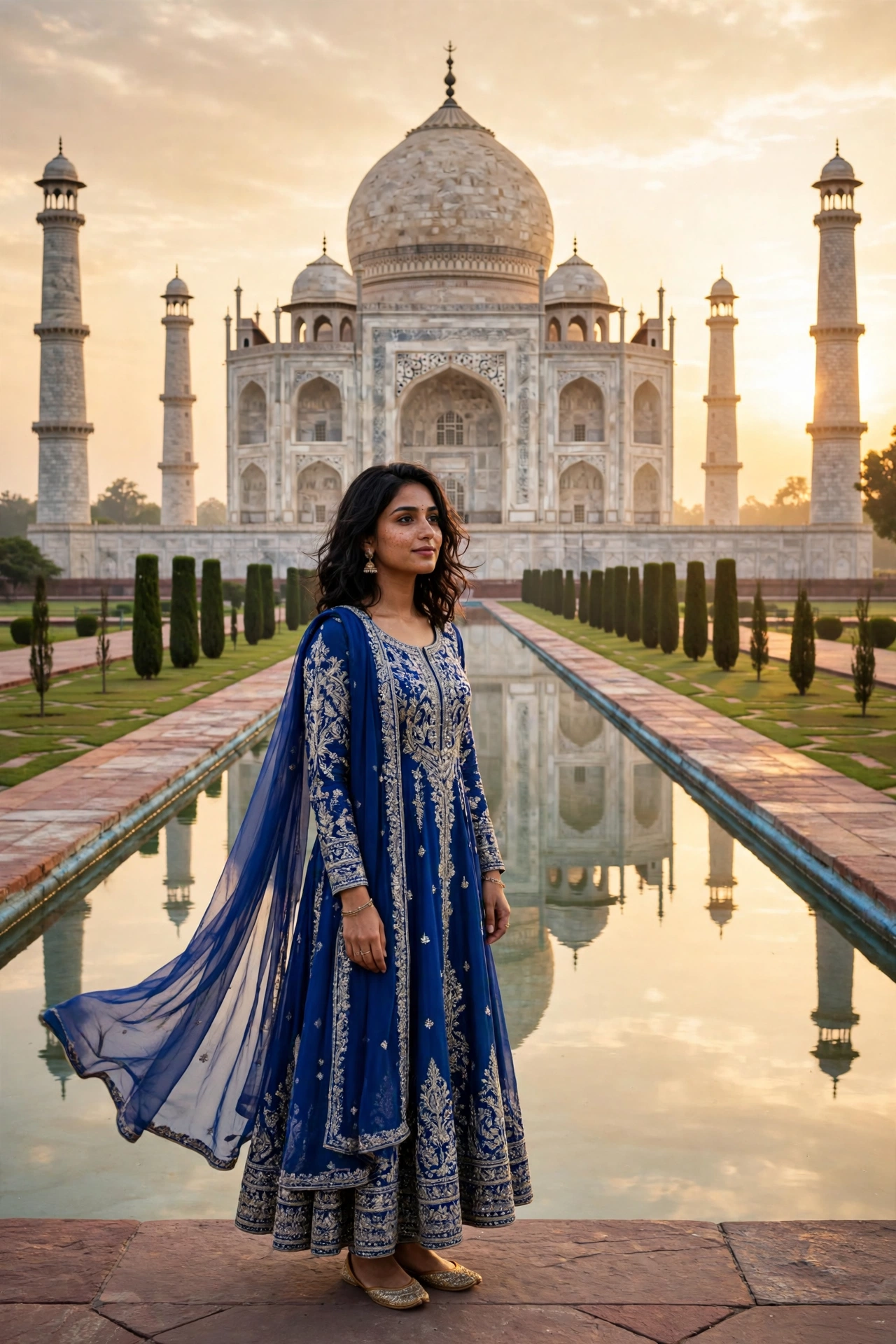 Example 5 — Blue Anarkali लुक, Taj Mahal के सामने