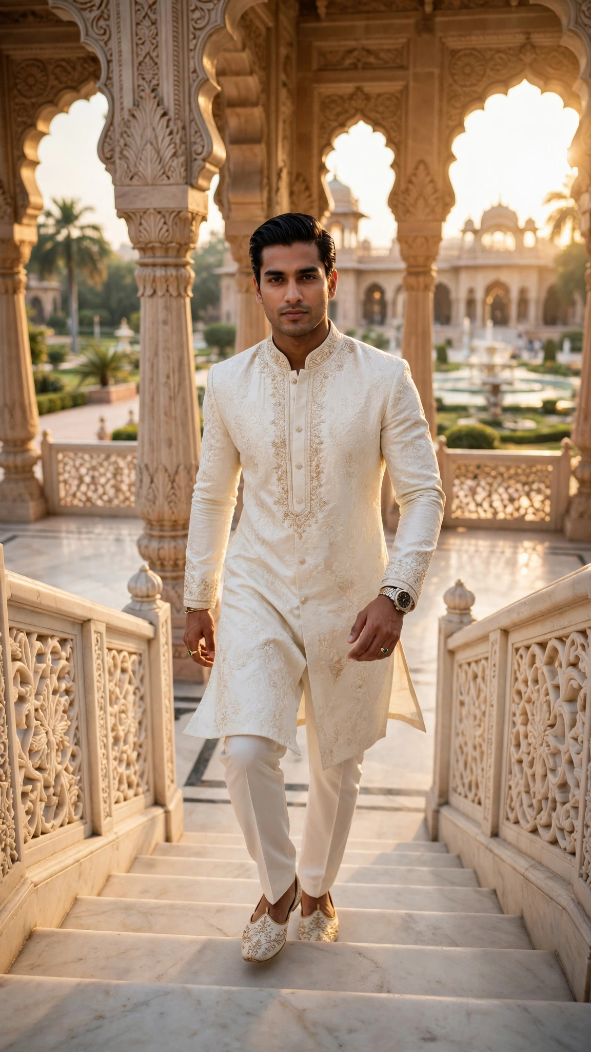 Example 4 — Palace की सीढ़ियों से उतरते हुए Royal लुक