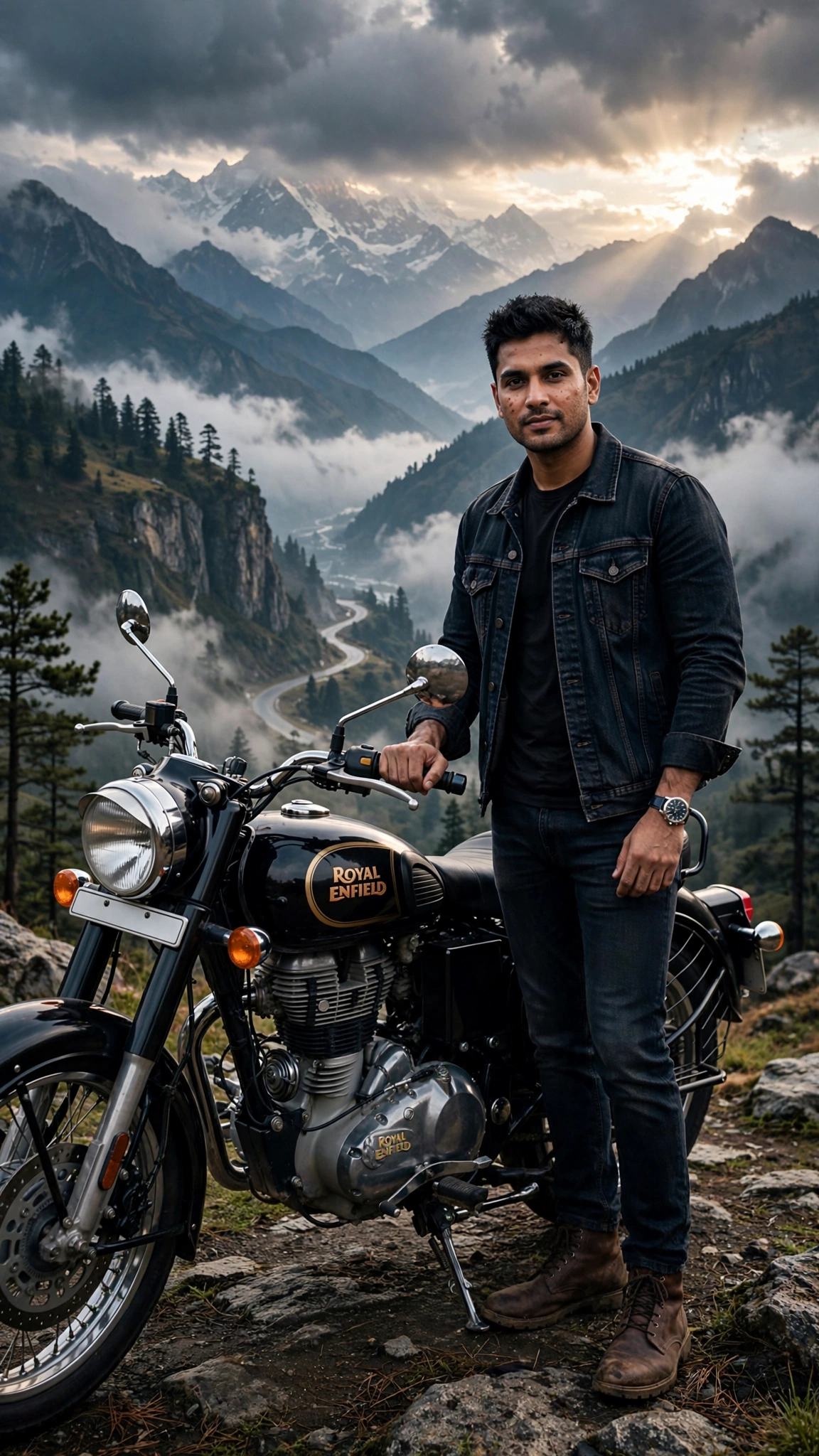 Example 4 — Mountain Viewpoint पर Biker लुक