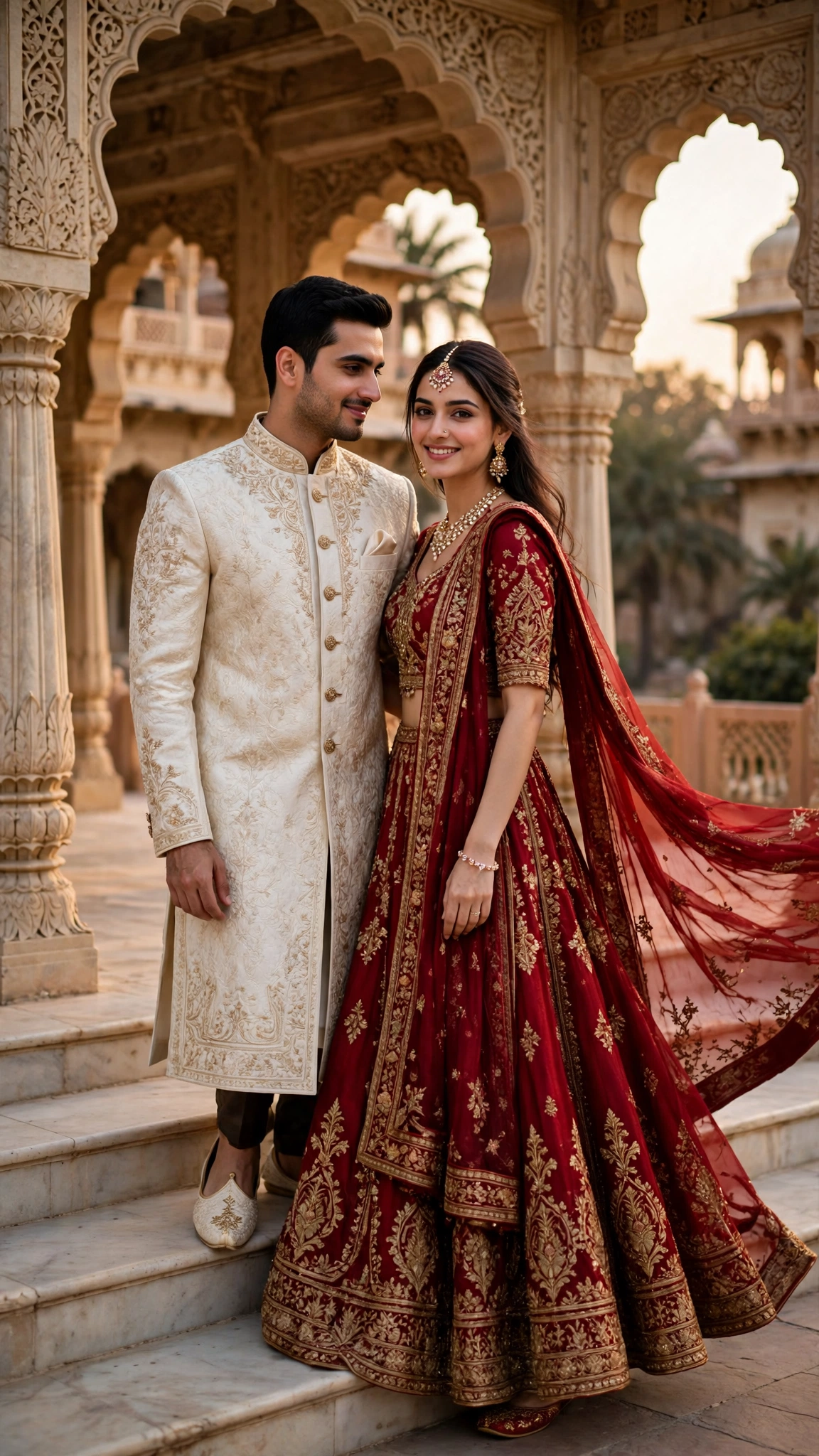 Example 3 — Palace की सीढ़ियों पर Couple लुक