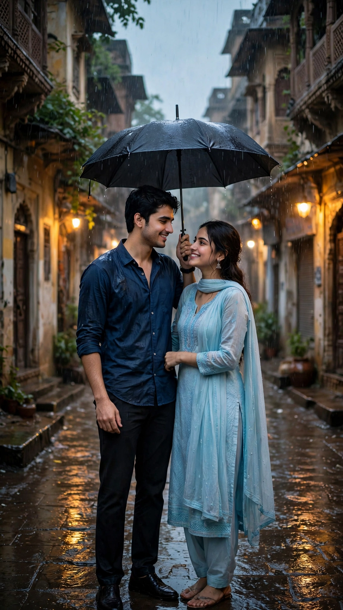 Example 2 — पुरानी गली में Monsoon Pose